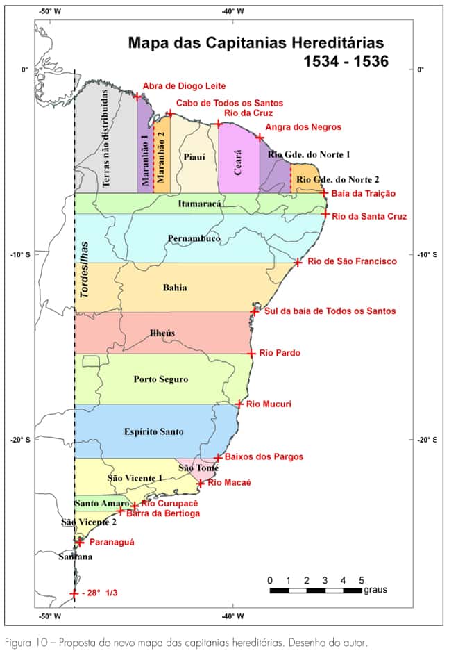 Mapa das Capitanias Hereditarias